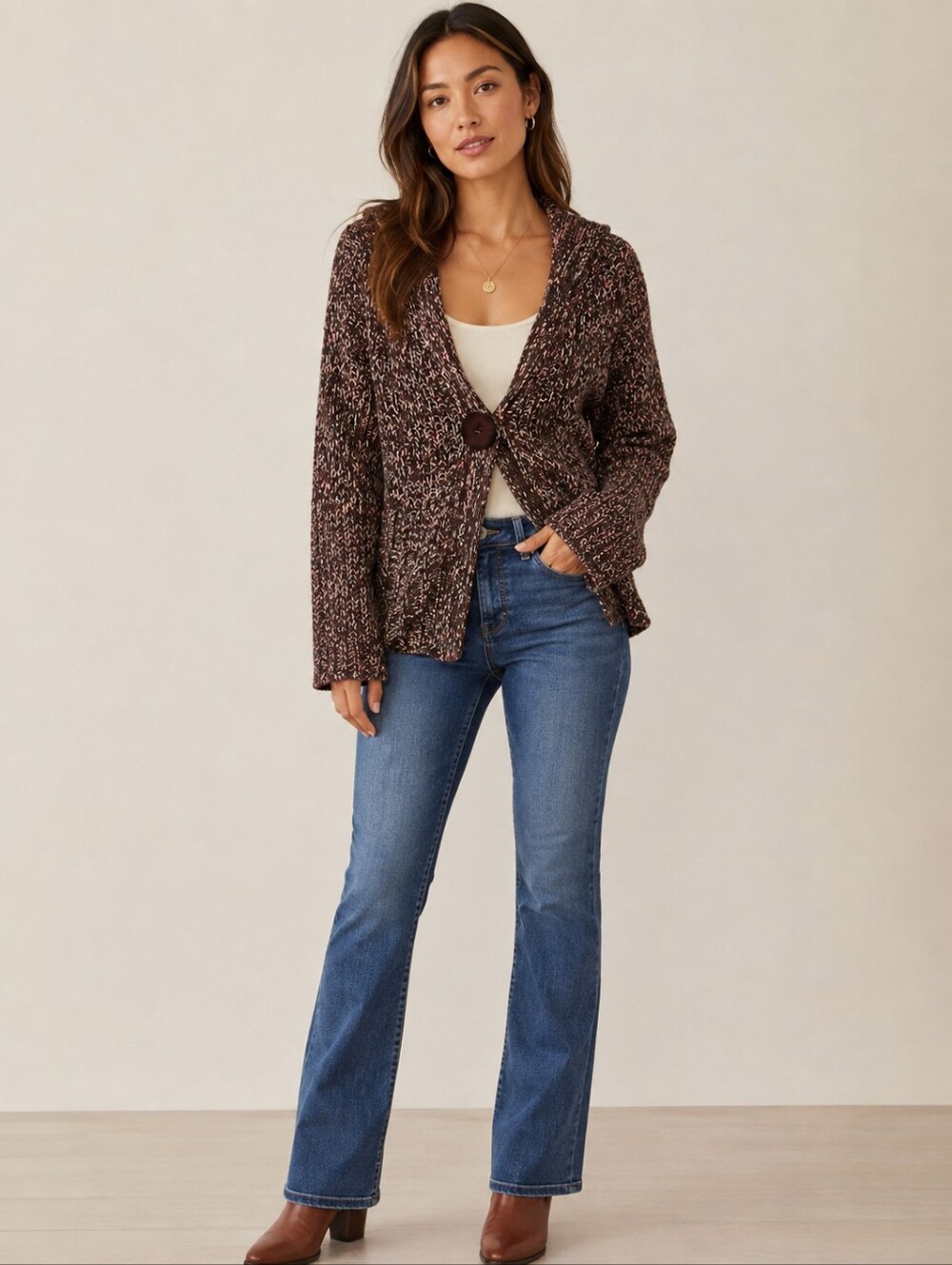 ❤️ BCBGMAXAZRIA ONE BUTTON HOODED CARDIGAN SWEATER, MEDIUM